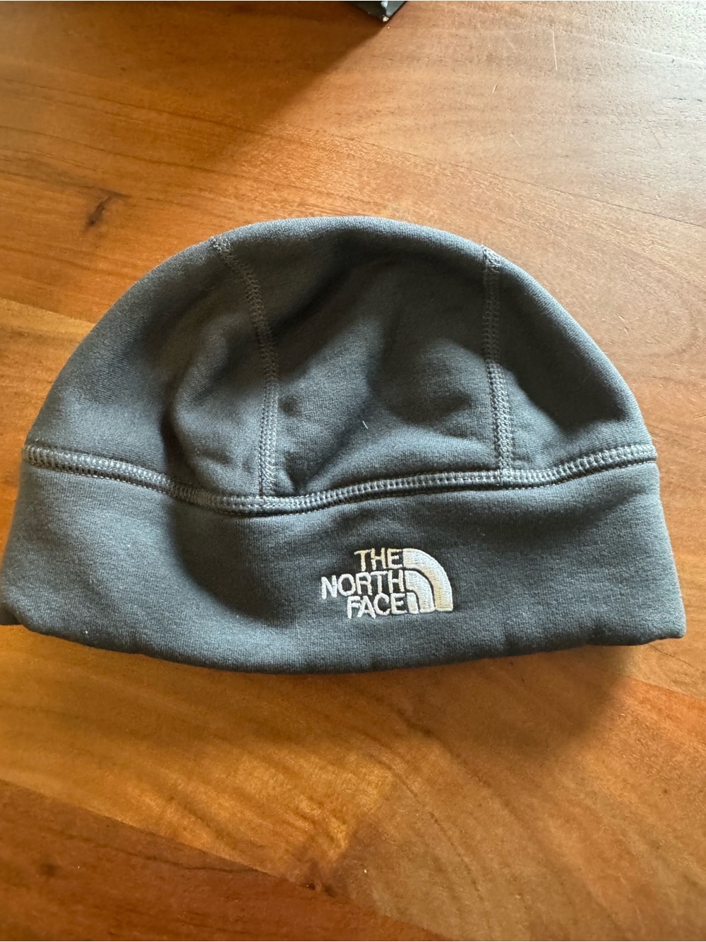 The North Face Unisex Dark Gray Fleece Beanie with White Logo